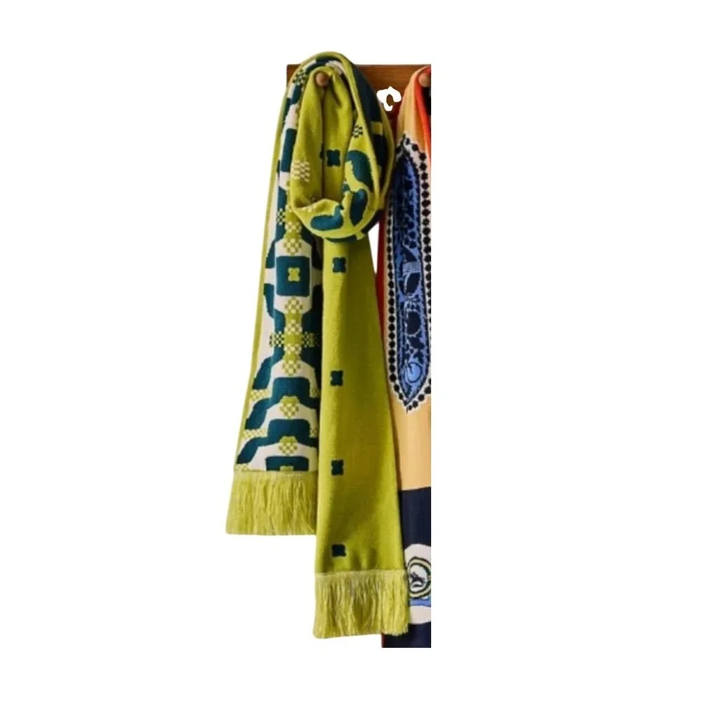 FP Movement Big League Reversible Scarf Honeydew Green White Knit